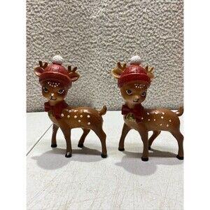 Vintage Inspired Blow Molded Reindeer Ornaments 5”   Dept 18 holiday Time